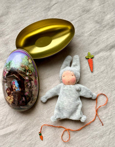 Tiny Bunny in a vintage Tin Egg