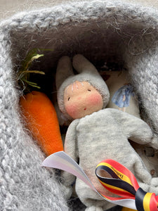 Tiny Bunny in Carrot Bag