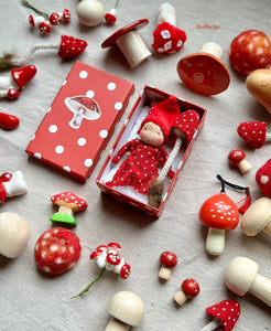 Tiny Gnome in Polka Dot Gift Box