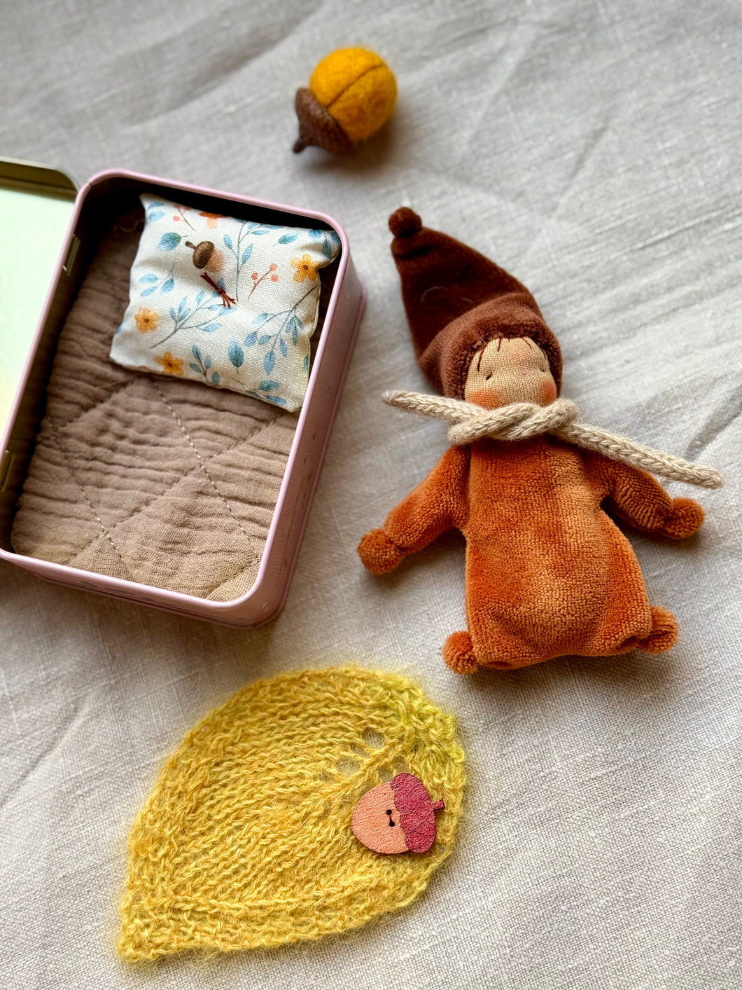 Acorn Gnome in the Tin Gift Box