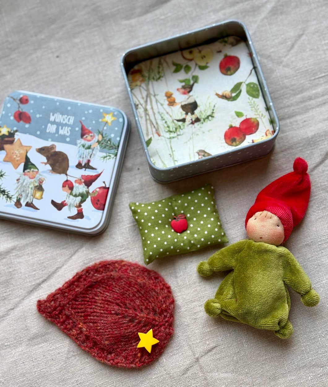 Tiny Gnome in the Tin Gift Box