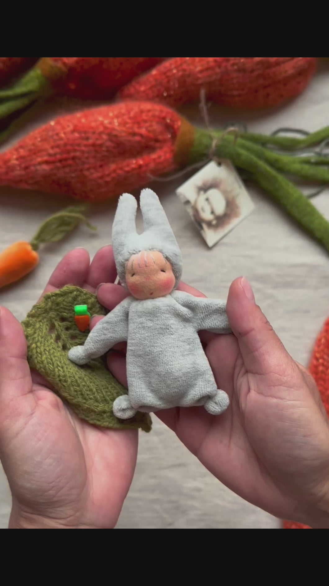 Tiny Bunny in Carrot Bag