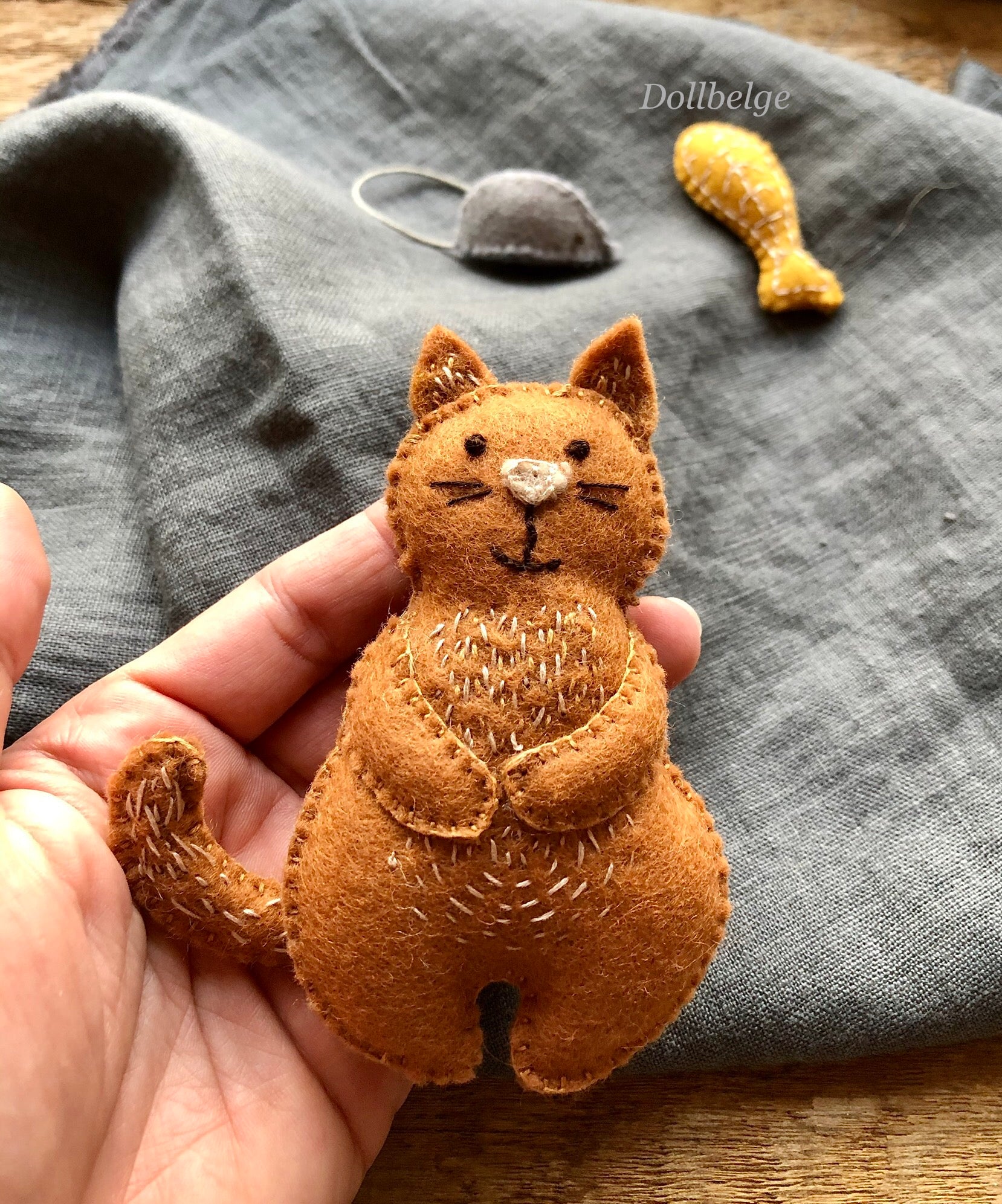 Felt Cat Stuffies PDF Pattern Zizi, The Happy Cat From Felt 13 Cm