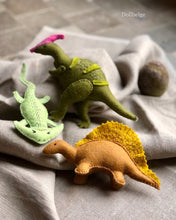 Load image into Gallery viewer, PDF Pattern - Trio of Dinosaurs from felt

